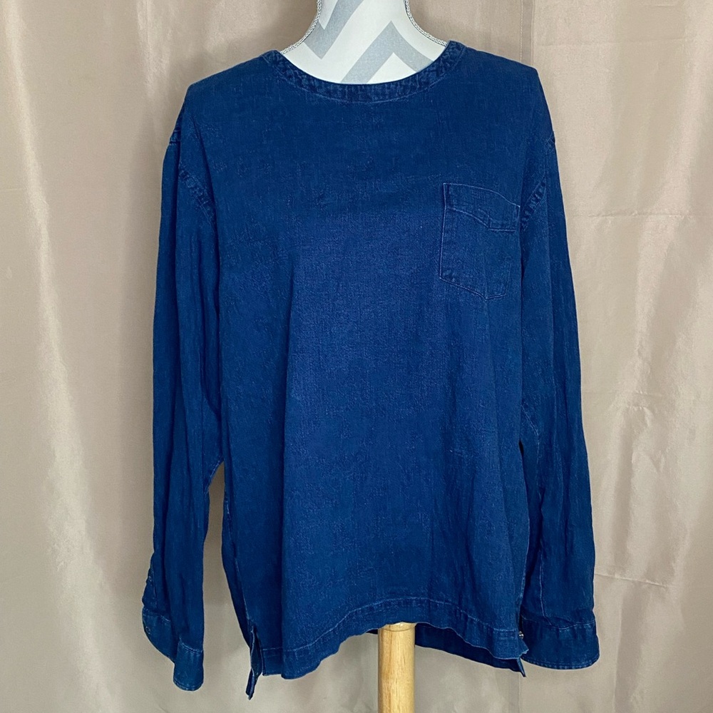 Shnayderman’s Denim Long Sleeve Top - Picture 2 of 9